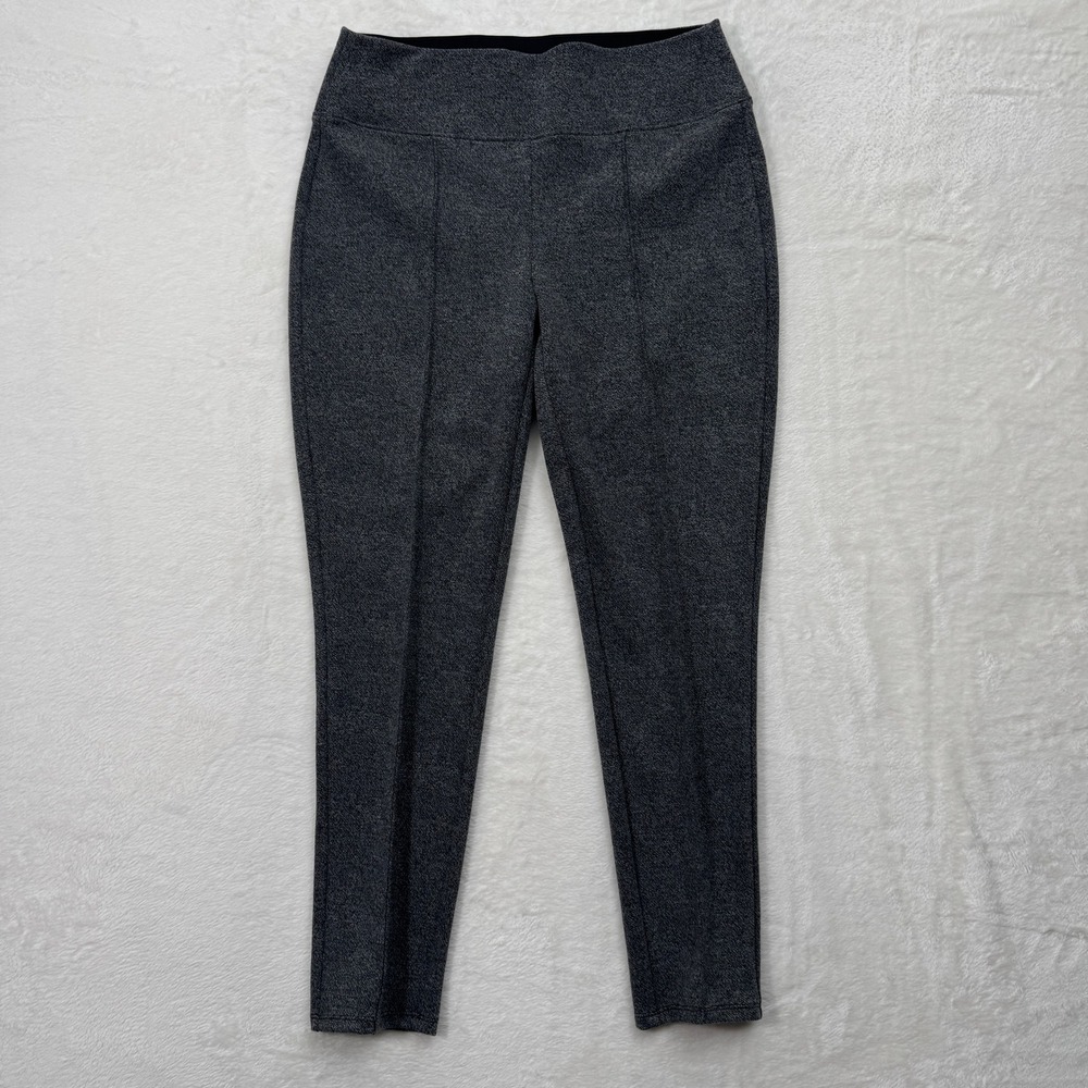 Nine West Leggings Womens L Charcoal Grey Pintuck Front High Rise Pull On Pants